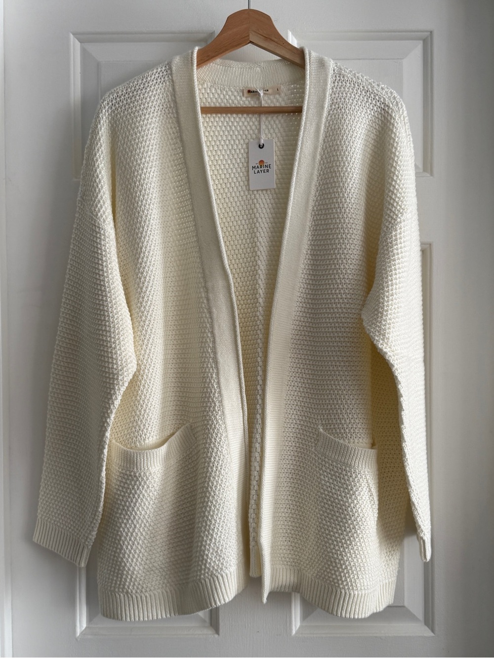 Marine Layer Catilina Cream Textured Open-Front Knit Cardigan - Picture 7 of 7